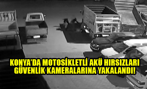Motosikletli akü hırsızları güvenlik kamerasında