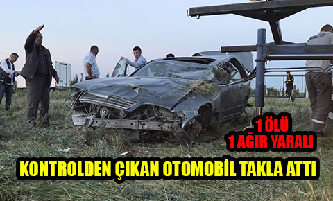 Kontrolden çıkan otomobil takla attı