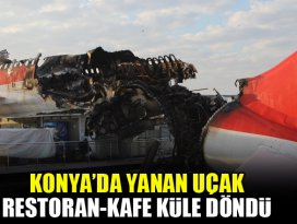 Konyada yanan uçak restoran-kafe küle döndü