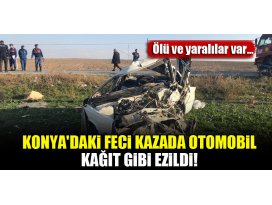 Konyadaki feci kazada otomobil kağıt gibi ezildi! Ölü ve yaralılar var...