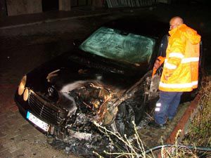 Gurbetçinin park halindeki otomobili yandı