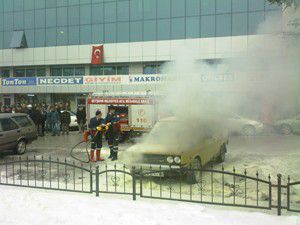 Beyşehirde otomobil yangını