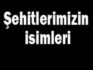 Şehitlerimizin isimleri açıklandı