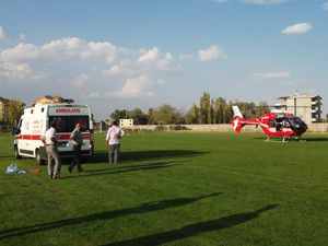 Kalp krizi geçiren hastaya hava ambulansı