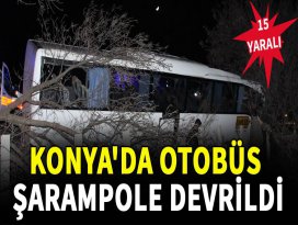 Konyada otobüs şarampole devrildi: 15 yaralı
