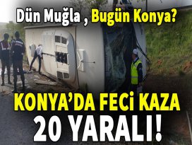 Konyada otobüs devrildi: 20 yaralı
