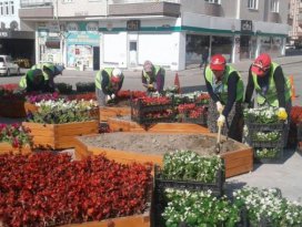 Seydişehir’de saat kulesinin etrafına peyzaj çalışması