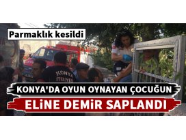 Konyada oyun oynayan çocuğun eline demir parmaklık saplandı