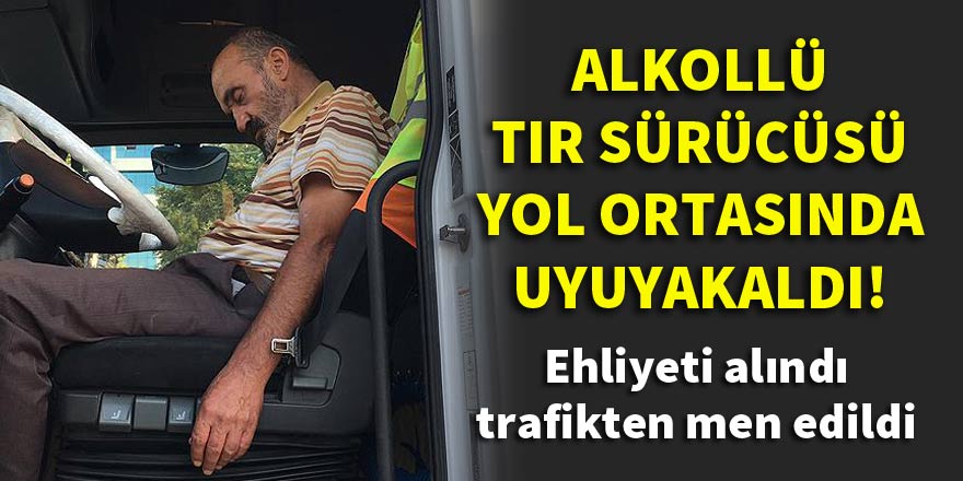 Konyada alkollü tır sürücüsü yol ortasında uyuyakaldı