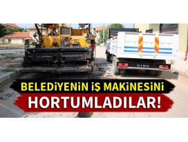 Konyada belediyenin iş makinesini hortumladılar!