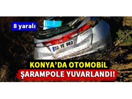 Konya’da otomobil şarampole yuvarlandı! 8 yaralı