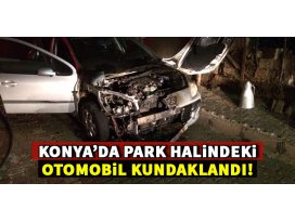 Konyada park halindeki otomobil kundaklandı