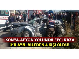 Konya-Afyon yolunda feci kaza: 4 ölü