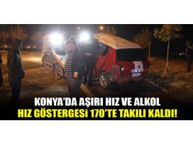 Konyada kaza yapan otomobilin hız göstergesi 170te takılı kaldı