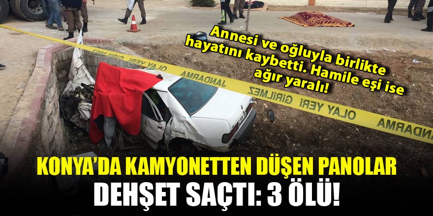 Konyada otomobil menfeze çarptı: 3 ölü