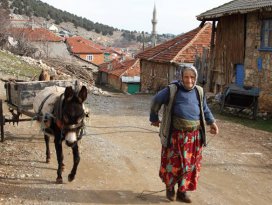 Beyşehirde eşek arabalarının kış mesaisi