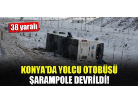 Konyada yolcu otobüsü şarampole devrildi