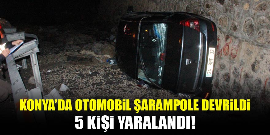 Konyada otomobil şarampole devrildi: 5 yaralı