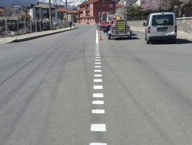 Seydişehirde yol çizgileme çalışmaları başladı